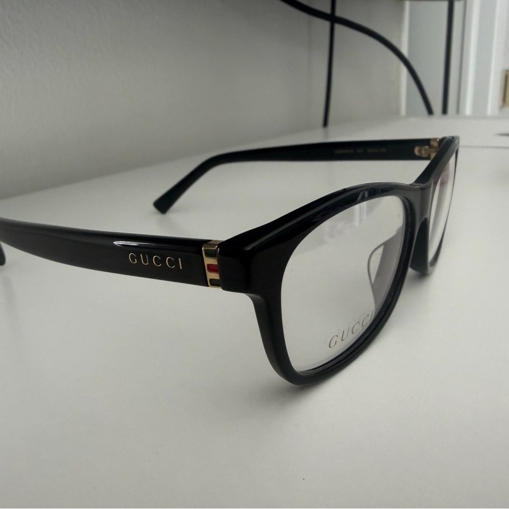 Gucci Black Rectangular Optical Glasses with Bran… - image 4